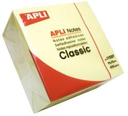 APLI Öntapadó jegyzettömb, 75x75 mm, 400 lap, APLI "Classic", sárga (LNP11597) (LNP11597)