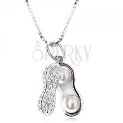 Ekszer Eshop 925 ezüst nyakék, csillogó földimogyoró gömbölyű gyöngyökkel