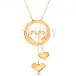 Vásárlás: Ekszer Eshop 585 arany nyaklánc - szív körvonal egy körben és két  függő szívecske láncokon Nyaklánc árak összehasonlítása, 585 arany nyaklánc  szív körvonal egy körben és két függő szívecske láncokon boltok