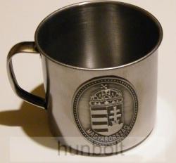 Fém füles pohár 1, 5 dl ón címer matricával