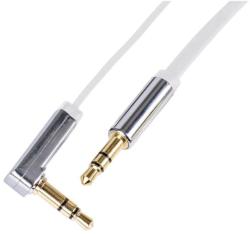 EMOS Cablu audio auxiliar 1m JACK 3.5 mm tata-tata la 90 grade alb Emos (SM7031W)