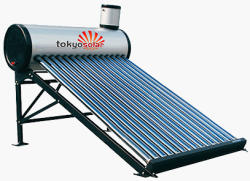 Tokyo Solar Vákuumcsöves nyomás nélküli napkollektor, ejtőtartályos napkollektor rendszer 120 literes- Tokyo Solar vízmelegítő