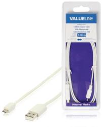 Valueline Cablu USB 2.0 USB A tata - micro USB B tata plat 1m alb Valueline (VLMB60410W10)