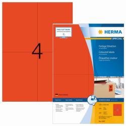 Herma No. 4397 piros színű 105 x 148 mm méretű, univerzálisan nyomtatható, matt felületű öntapadós etikett címke, permanens ragasztóval A4-es íven - kiszerelés: 400 címke / 100 ív