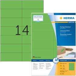 Herma No. 4559 zöld színű 105 x 42, 3 mm méretű, univerzálisan nyomtatható, matt felületű öntapadós etikett címke, permanens ragasztóval A4-es íven - kiszerelés: 1400 címke / 100 ív