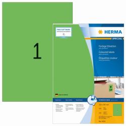 Herma No. 4404 zöld színű 210 x 297 mm méretű, univerzálisan nyomtatható, matt felületű öntapadós etikett címke, permanens ragasztóval A4-es íven - kiszerelés: 100 címke / 100 ív