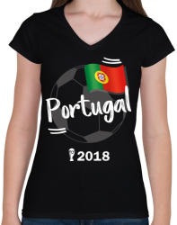printfashion Portugália - Női V-nyakú póló - Fekete (913497)