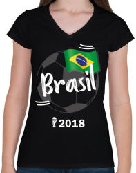 printfashion Brazília - Női V-nyakú póló - Fekete (914245)