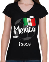 printfashion Mexikó - Női V-nyakú póló - Fekete (914432)