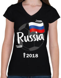 printfashion Oroszország - Női V-nyakú póló - Fekete (914619)