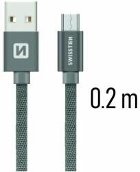 SWISSTEN Adatkábel Swissten textilMicro-USB konnektorral és gyorstöltés támogatással 0, 2 m, szürke (71522102)