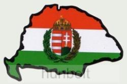 Koszorús címeres hűtőmágnes Nagy-Magyarország körvonallal 14x8, 5 cm