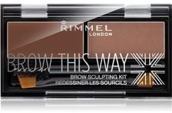 Rimmel Brow This Way paletta a szemöldök sminkeléséhez árnyalat 002 Medium Brown 1, 3 g