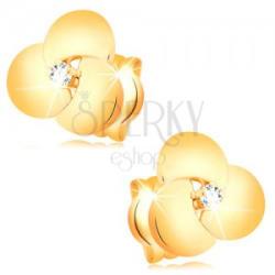 Ekszer Eshop 585 arany fülbevaló - csillogó átlátszó briliáns nagy fényes virágban