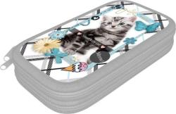 Lizzy Card Pet Meow cicás, 2 emeletes tolltartó, üres - szürke (17343007)