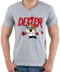 printfashion Dexter laboratóriuma? - Férfi V-nyakú póló - Sport szürke (920210)