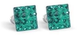  Swanis négyzet köves bedugós fülbevaló - türkizzöld