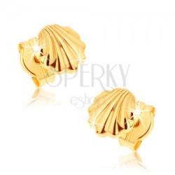 Ekszer Eshop Fülbevaló 9K sárga aranyból - fényes tengeri kagyló
