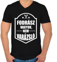 printfashion FODRÁSZ, NEM VARÁZSLÓ - Férfi V-nyakú póló - Fekete (933856)