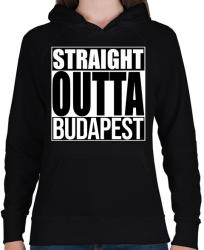 printfashion Straight Outta Budapest - Női kapucnis pulóver - Fekete (934112)