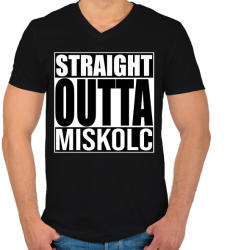 printfashion Straight Outta Miskolc - Férfi V-nyakú póló - Fekete (934791)