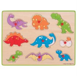 Bigjigs Toys Puzzle din lemn incastru - Dinozauri (BJ257-134579)