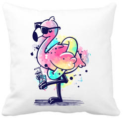 printfashion Summer Flamingo - Párnahuzat, Díszpárnahuzat - Fehér (945049)