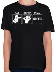 printfashion Eat, Sleep, Play Fortnite - Gyerek póló - Fekete (948519)