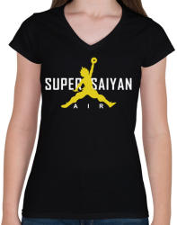 printfashion Super Saiyan Air - Női V-nyakú póló - Fekete (949611)