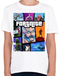 printfashion Fortnite GTA Edition - Gyerek póló - Fehér (947396)