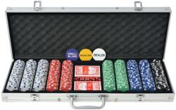 vidaXL Set de poker cu 500 de jetoane din aluminiu (80182) - vidaxl