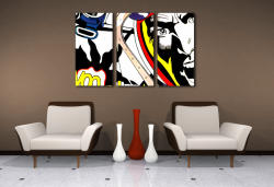 Kézzel festett POP Art festmény LICHTENSTEIN 3 db li | különböző méretek