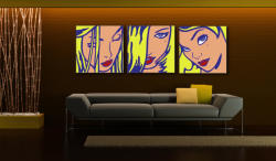  Kézzel festett POP Art festmény LICHTENSTEIN 3 darab li5 | különböző méretek