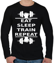 printfashion EAT SLEEP TRAIN REPEAT - Férfi hosszú ujjú póló - Fekete (956303)