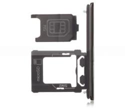 tel-szalk-003988 Sony Xperia XZ Premium fekete SIM kártya tálca (2 SIM kártyás telefonokhoz) (tel-szalk-003988)