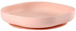 Beaba Farfurie silicon cu ventuza roz Set pentru masa bebelusi