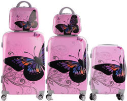 ABS Pink-Butterfly - 5 részes bőrönd szett (LC-067)