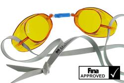 Malmsten Svéd úszószemüveg sima áttetsző gyömbér - amber, FINA jóváhagyott versenyszemüveg , Malmsten