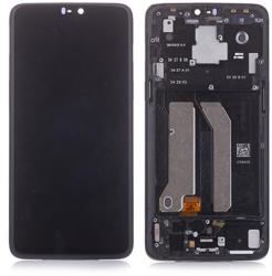  NBA001LCD003234 OnePlus 6 fekete OEM LCD kijelző érintővel kerettel, előlap (NBA001LCD003234)