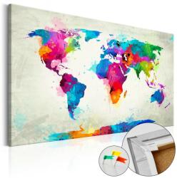 Artgeist Kép parafán - An Explosion of Colors [Cork Map] Parafa világtérkép - vászonkép 120x80