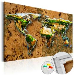 Artgeist Kép parafán - World Jungle [Cork Map] Parafa világtérkép - vászonkép 90x60