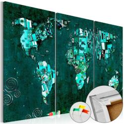 Artgeist Kép parafán - Emerald World [Cork Map] Parafa világtérkép - vászonkép 90x60
