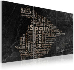 Artgeist Kép - falitérkép - Map of Spain on the blackboard - triptich Spanyolország térkép 120x60