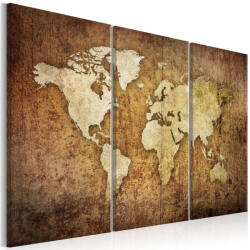 Artgeist Kép - falitérkép - World Map: Brown Texture Világtérkép 90x60