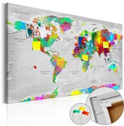 Artgeist Kép parafán - Maps: Colourful Finesse [Cork Map] Parafa világtérkép - vászonkép 120x80