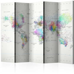 Artgeist Paraván térkép - Room divider - White-colorful world map Világtérkép 225x172