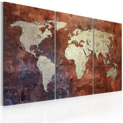 Artgeist Kép - falitérkép - Rusty map of the World - triptych Világtérkép 120x80