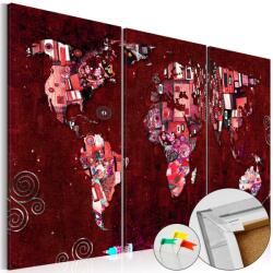 Artgeist Kép parafán - Ruby World [Cork Map] Parafa világtérkép - vászonkép 120x80