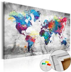 Artgeist Kép parafán - World Map: Grey Style [Cork Map] 120x80