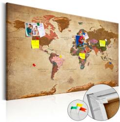 Artgeist Kép parafán - World Map: Brown Elegance [Cork Map] Parafa világtérkép - vászonkép 120x80